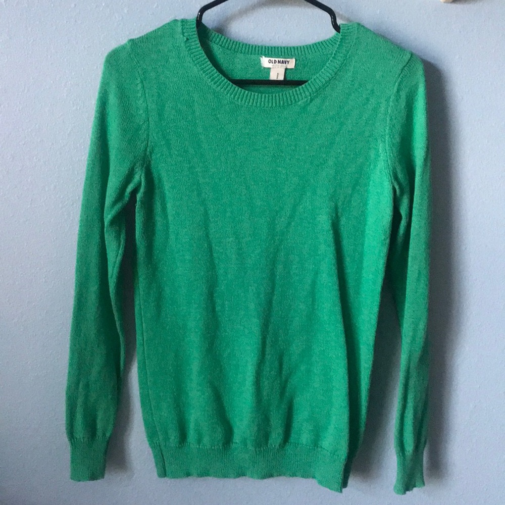 green sweater